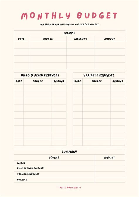 Monthly Budget Planner Template Free Aesthetic Minimalist Finance