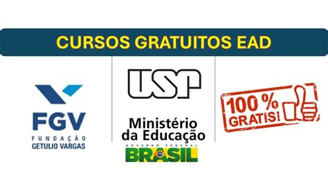 Cursos Gratuitos E Online Ead Mec Fgv Sebrae Senar Usp E Mais