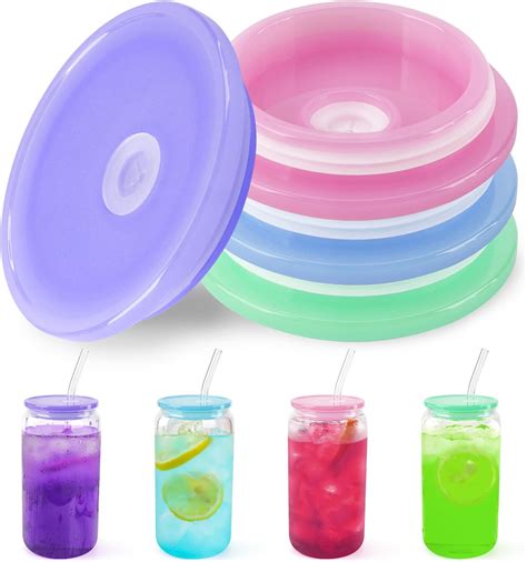 Joyclub Pack Acrylic Lids For Oz Oz Glass Cups With Bamboo