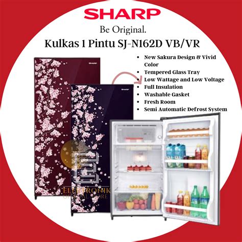 SHARP KULKAS 1 PINTU SJN 162D VB VR 133LITER Lazada Indonesia