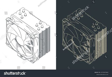 Stylized Vector Illustration Isometric Blueprint Cpu Stock Vector