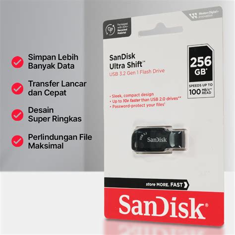 SanDisk Ultra Shift Flashdisk USB Gen 1 256GB SDCZ410 Black