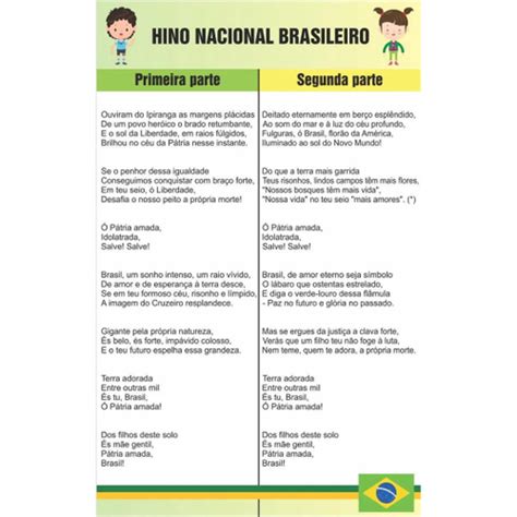 Painel Lona Do Hino Nacional Brasileiro Música Escola em Promoção na