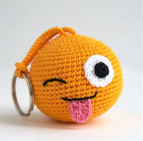 Keychain Emoji Crochet Amigurumi Crochet Keychain Pattern Handmade Yarn