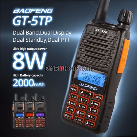 Triple Output Power Dual Band Dual PTT Baofeng GT 5TP 8W Ham Radio