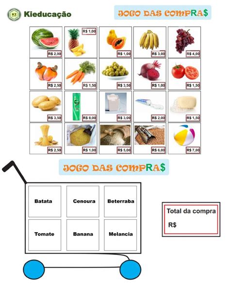 Jogo Das Compras Ii Worksheet Math Activities School Subjects Education