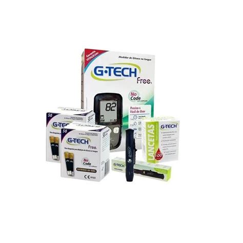 Kit Medidor De Glicose Free Tiras Gtech Equipamentos E