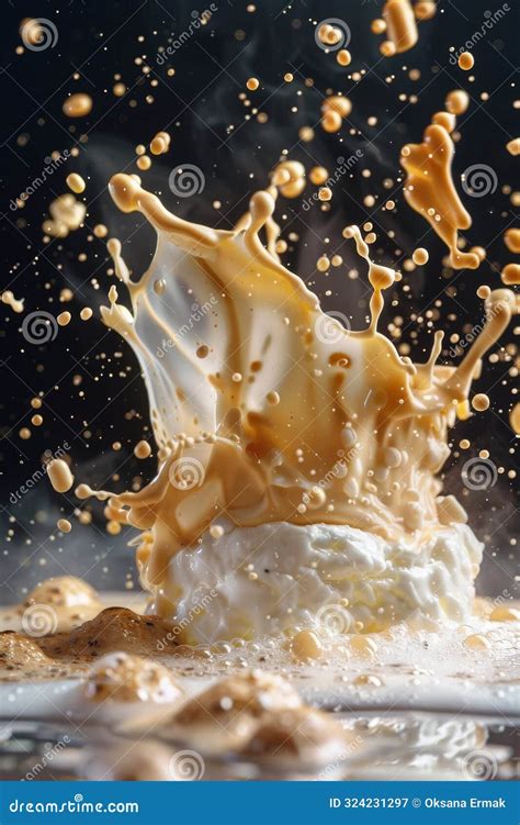 Melting Ice Cream Splash Icecream Melt Flow Dripping Yogurt Melting