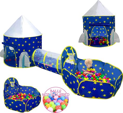 Wilwolfer Rocket Ship Space Inside Fun 3pc Toddler Pop Up Play Tent