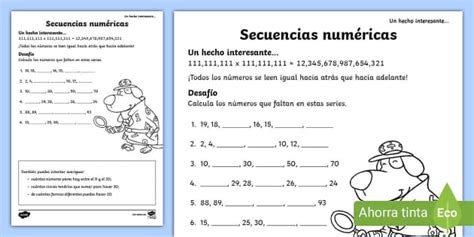 Ficha De Actividad Series Num Ricas Twinkl