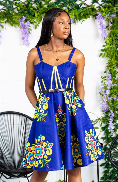 African Print Fit And Flare Corset Midi Dress Franca Laviye