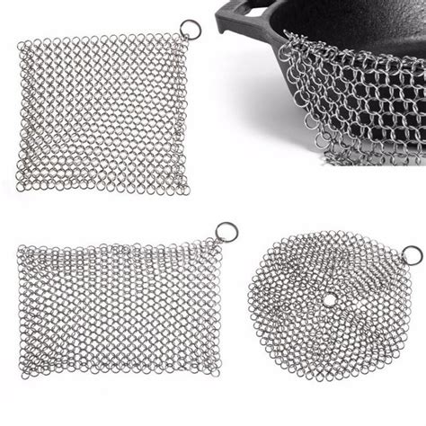 4 5 6 7 8 Inch 304 316 Stainless Steel Chainmail Pot Dish Clean