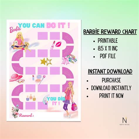 Barbie Reward Chart Barbie Sticker Chart Girls Reward Chart Barbie