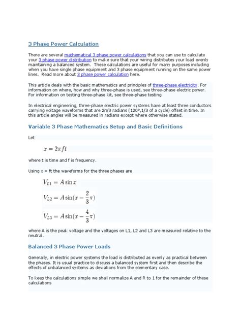 3 Phase Power Calculation | PDF | Ac Power | Power Engineering