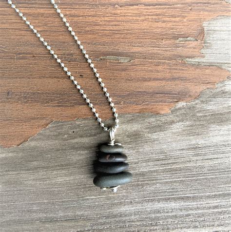 Natural Stone Jewelry Beach Stone Cairn Necklace Vacation Travel ...