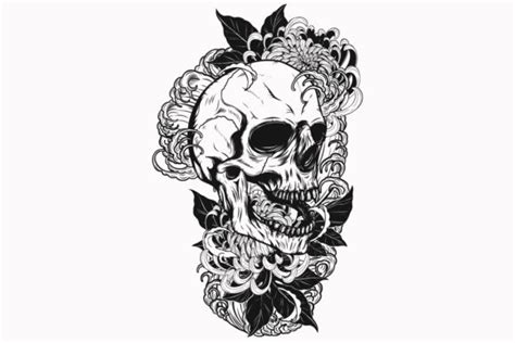 Skull Rose Drawing Outline