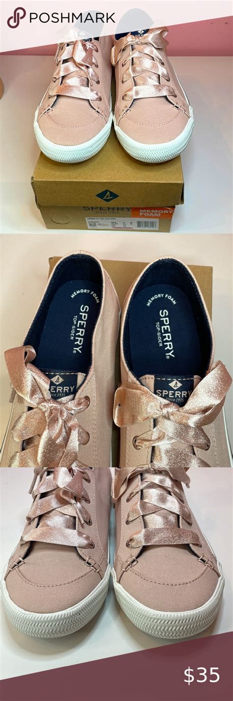 Sperry Pink Sneaker With Glistening Pink Satin Shoe Laces In 2022