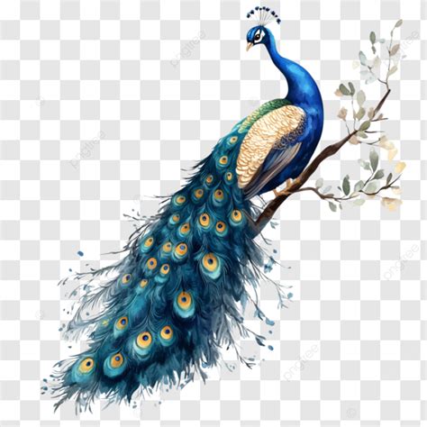 Luxurious Peacock With Iridescent Tail Feathers, Peacock Illustration ...