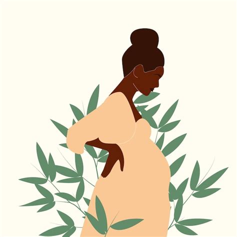 Mulher Gr Vida Negra Natureza E Folhas De Fundo Ilustra O Vetorial