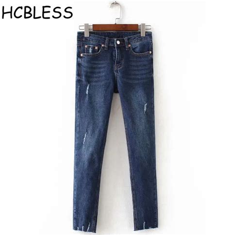 Hcbless Fahion Jeans 2018 Autumn New Knee Hole Zipper Stretch Black Jeans Slim Thin Jeans Pants