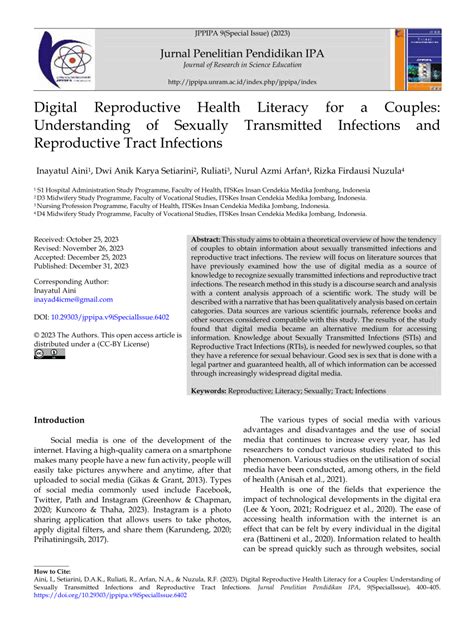 Pdf Digital Reproductive Health Literacy For A Couples Understanding