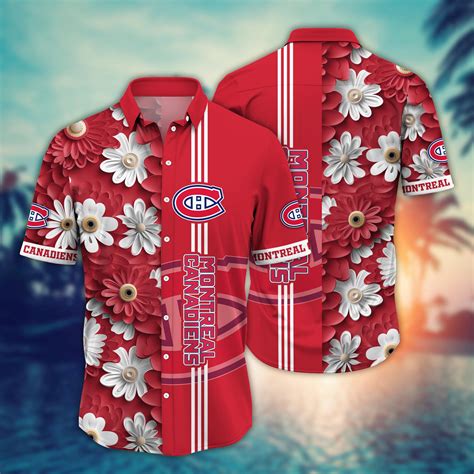 Montreal Canadiens Red Daisy Bloom Hawaiian Shirt - TeeAloha