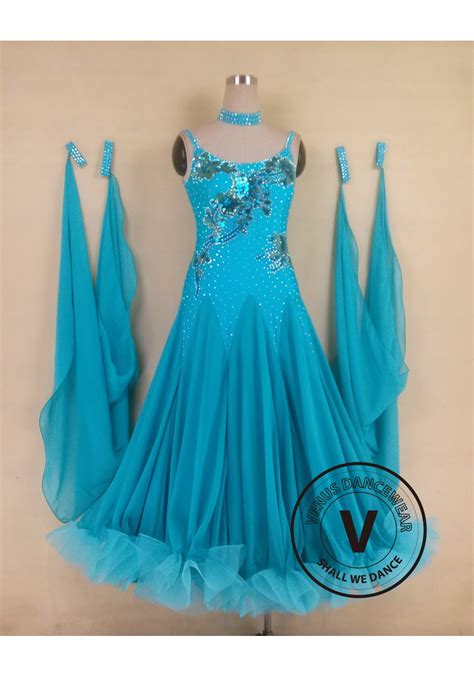 Sky Blue Standard Smooth Tango Waltz Salsa Ballroom Competition Dress