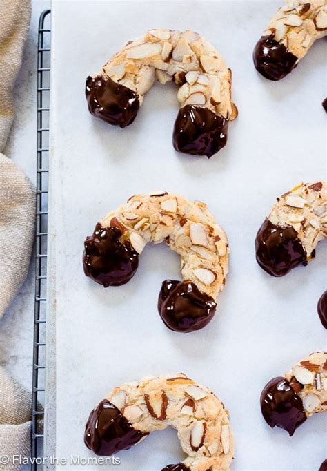 Chocolate Dipped Almond Horn Cookies Flavor The Moments