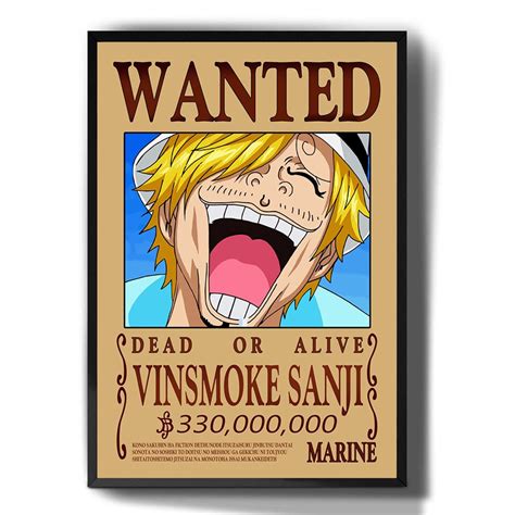 Quadro Decorativo One Piece Cartaz De Procurado Sanji Para Sala Quarto