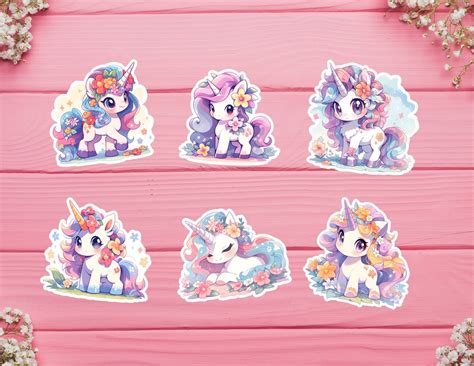 Adorable Kawaii Unicorn Sticker Pack Set Of 6 Embrace Fantasy With Cute Unicorns On Vinyl