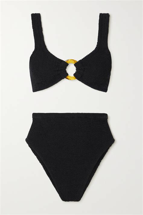 Hunza G Nadine Seersucker Bikini Black ShopStyle Two Piece Swimsuits