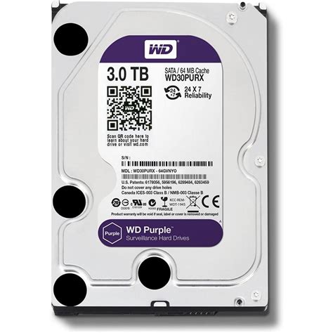 Western Digital Purple WD30PURX 3 TB Harddisk 7 24 Güvenlik Diski