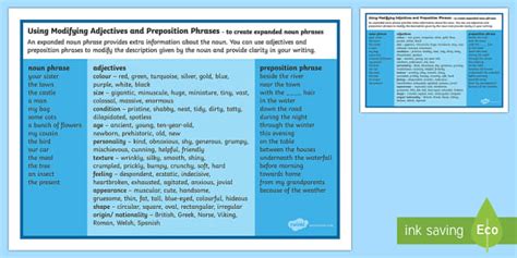 Expanded Noun Phrases Word Mat Professor Feito Twinkl