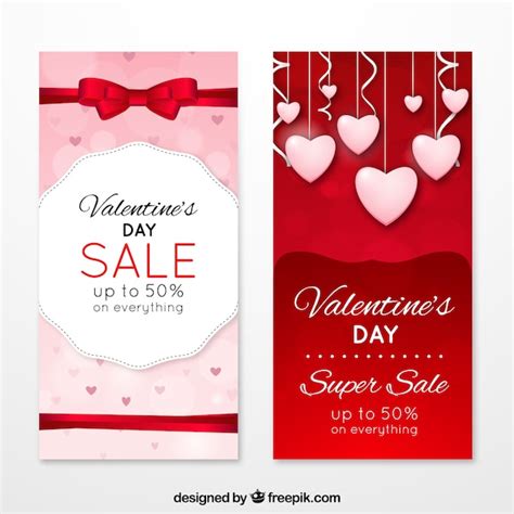 Free Vector Realistic Valentine S Day Sale Banners