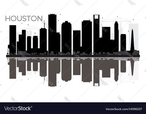 Houston City Skyline Black And White Silhouette Vector Image