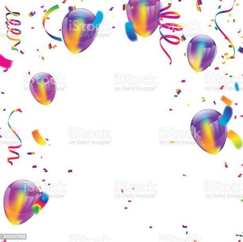 Bunte Luftballons Alles Gute Zum Geburtstagvektorillustration Konfetti