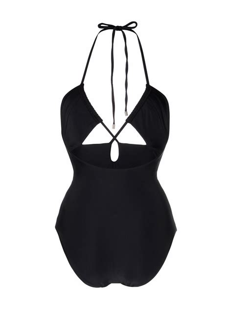 Self Portrait Halterneck Cut Out Swimsuit Farfetch