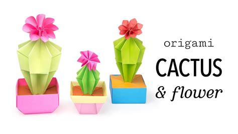 Origami Cactus And Flower Tutorial Diy Paper Kawaii Youtube