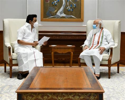 Tamil Nadu Cm Mk Stalin Gives Pm Modi Memorandum With 25 Demands