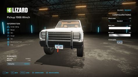 Lizard Pickup Trucks With Winch FS22 Mod