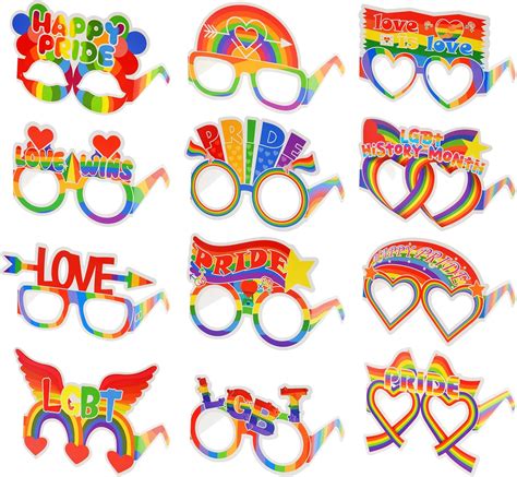 KEYIDO 24PCS Gay Pride Rainbow Party Glasses LGBT Gay Pride Paper