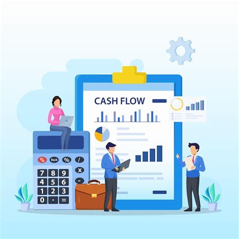 Premium Vector Cash Flow Vector Illustration Concept Business People With Online Cash Flow Report