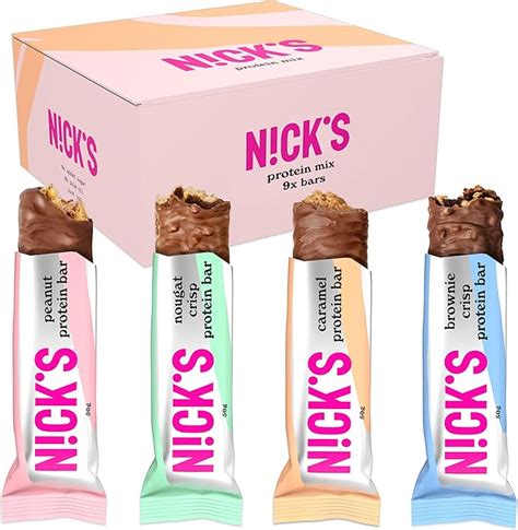 NICKS Protein Bar Mix Box Keto Snack Bars 4g Nettokolhydrater 15g