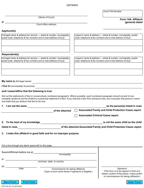 Affidavit Form Ontario Free Printableaffidavitform