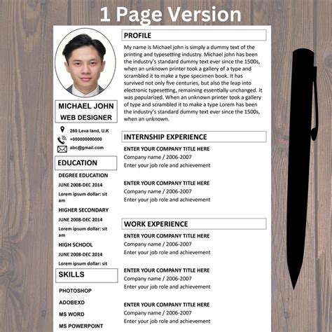 Modern Resume Template With Picture In 2 Pages Format For Google Docs