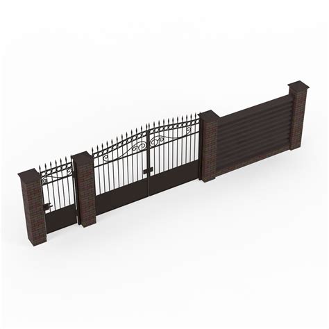 Wrought Iron Gate And Fence 04 3d Model 19 Max 3ds Fbx Obj Free3d