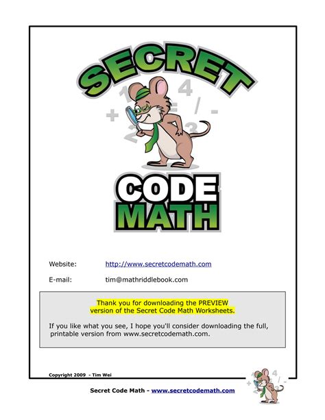 SOLUTION Secret Code Math Worksheets Studypool Worksheets Library