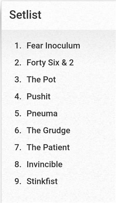 Tool 2024 Tour Setlist - Issy Rhodia