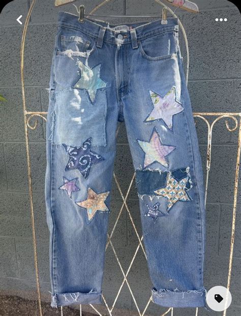 Denim Patches Diy Patched Denim Jeans Hippie Jeans Boho Jeans Denim