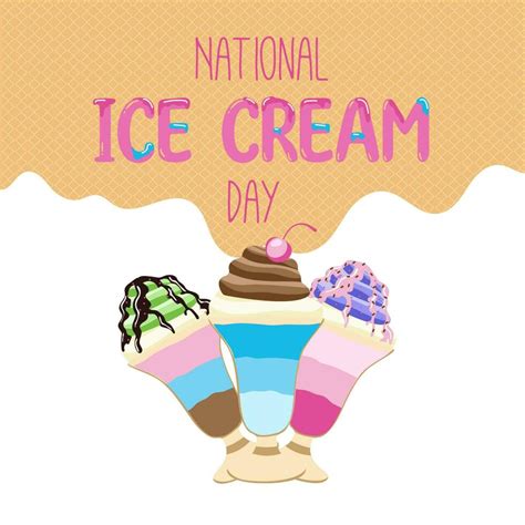 Happy National Ice Cream Day Card A Waffle Cone With Various Fruit Ice